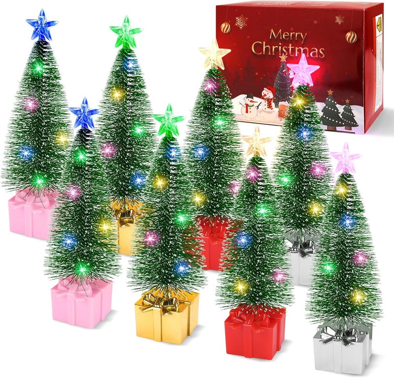 BEFANS Mini Christmas Tree with Lights, 8 Pack Tabletop Christmas Tree with Lights for Indoor Christmas Decorations Holiday Party Ornagment, Christmas Centerpieces for Tables (8) - Image 1